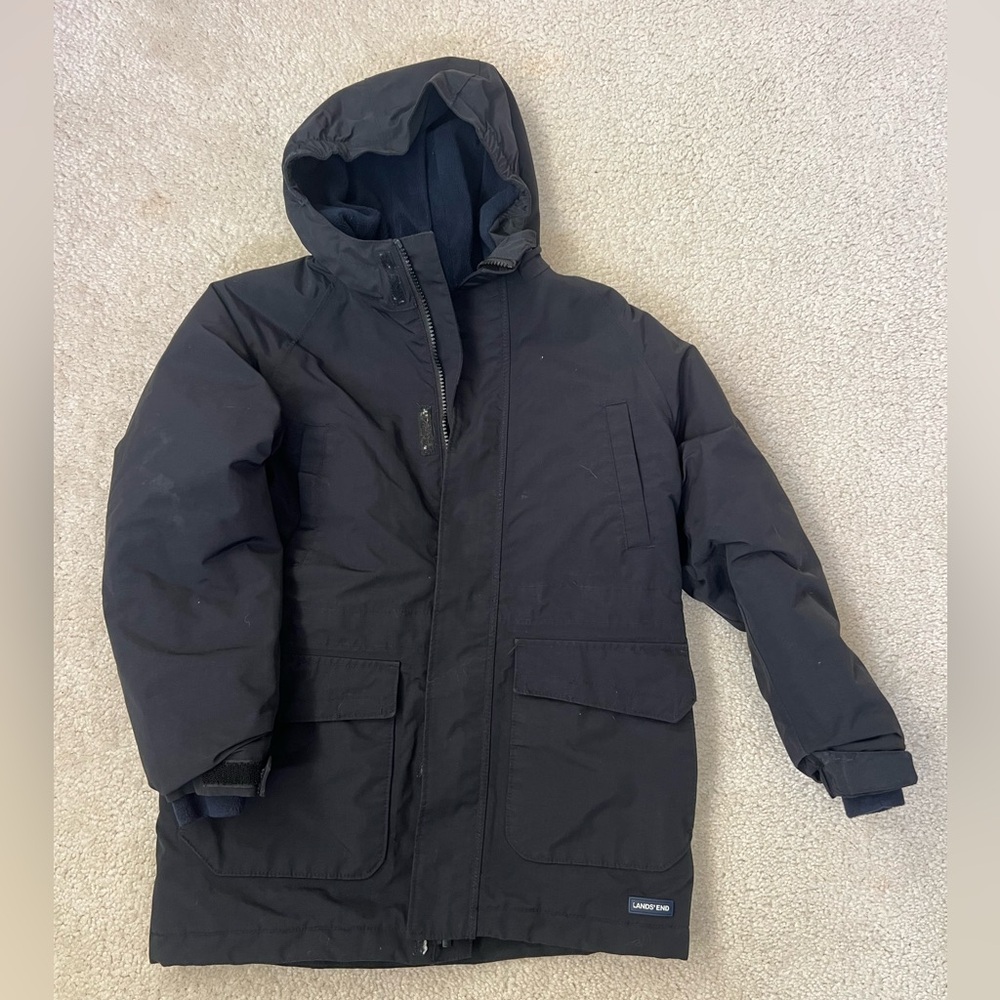 Lands' End Boy’s Black Hooded Performance Jacket
